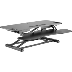 Amer Mounts Dual Monitor 38inW Adjustable Height Standing Desk With Keyboard Tray, Black