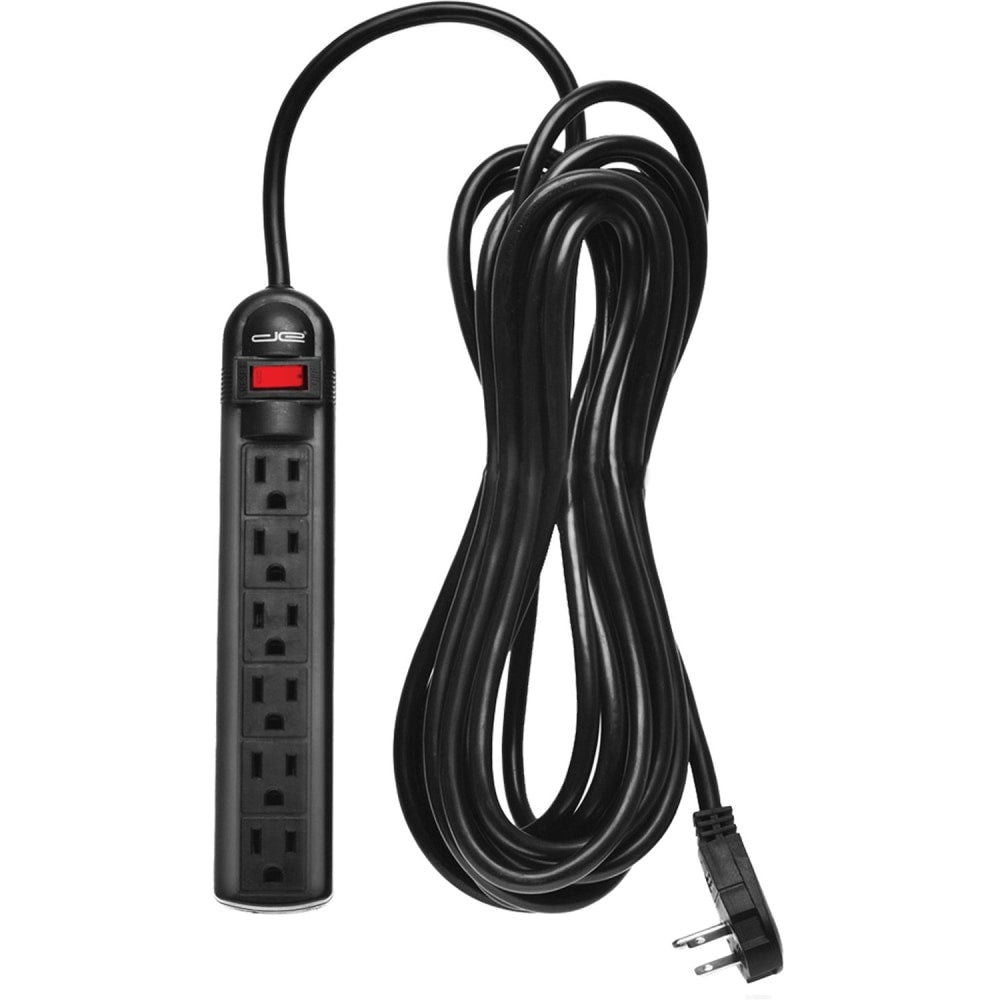 Digital Energy World 6-Outlet Surge Protector Power Strip (Black, 8-Foot Cord) - 6 x AC Power - 1875 VA - 350 J - 120 V AC Input