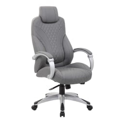 Boss Office Products Hinged Arm Ergonomic High-Back Chair, Gray