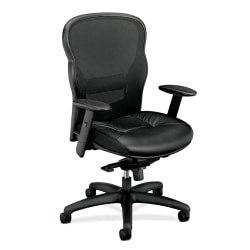 basyx by HON VL701 Ergonomic Bonded Leather/Mesh High-Back Chair, Black