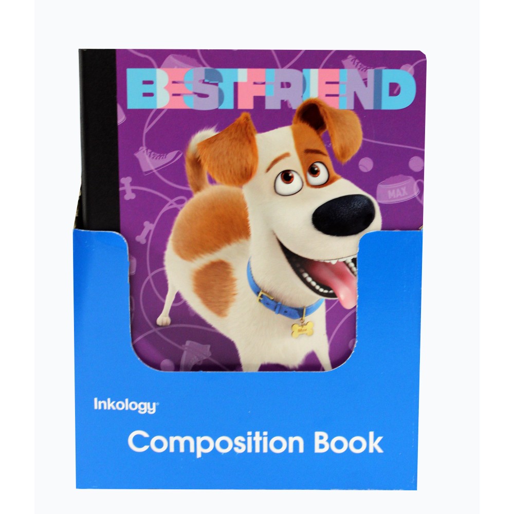 Inkology Composition Books, The Secret Life Of Pets, 7-1/2in x 9-3/4in, College Ruled, 200 Pages (100 Sheets), Assorted Designs, Pack Of 12 Books