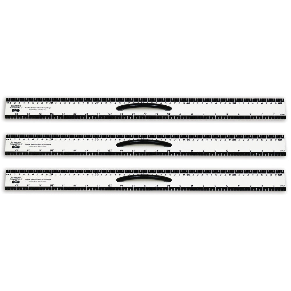 Learning Advantage Dry-Erase Magnetic Straight Edges, 24in, Black/White, Pack Of 3