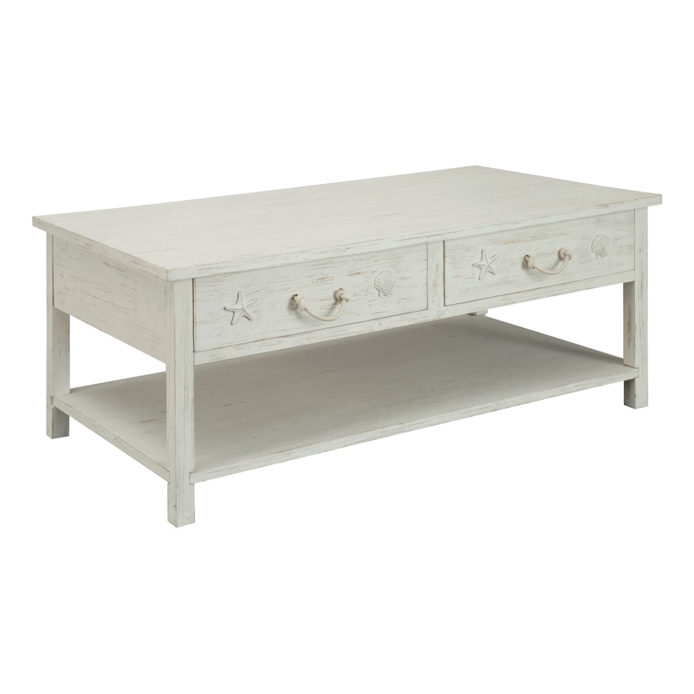 Coast to Coast Sanibel Wood Cocktail Table, 20inH x 48inW x 26inD, White