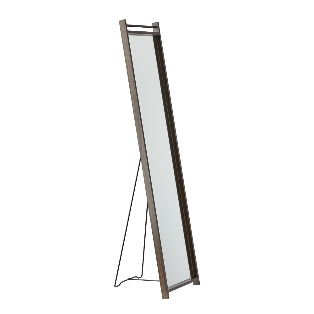 Adesso Abigail Rectangle Floor Mirror, 61inH x 13inW x 15-7/16inD, Walnut/Chrome