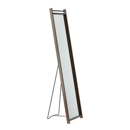 Adesso Abigail Rectangle Floor Mirror, 61inH x 13inW x 15-7/16inD, Walnut/Chrome