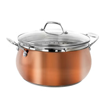 Load image into Gallery viewer, Oster Carabello Stainless-Steel Dutch Oven With Steamer Insert And Lid, 6.9 Qt, Copper
