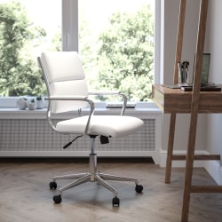 Flash Furniture LeatherSoft Faux Leather Mid-Back Contemporary Executive Office Chair, White
