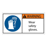 Tape Logic Durable Rectangle Safety Labels, DSL515, 2in x 4in, Wear Safety Gloves, Roll Of 25 Labels