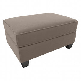 Bush Furniture Flare Microsuede Storage Ottoman, 18-1/2inH x 34-1/2inW x 24-1/16inD, Tan, Standard Delivery