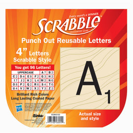 Eureka Reusable Punch-Out Deco Letters, 4in, Scrabble Letters, Pack Of 96