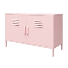 Load image into Gallery viewer, Ameriwood Home Cache 2-Door Metal Locker Accent Cabinet, 25-1/4inH x 39-3/8inW x 15-3/4inD, Pink