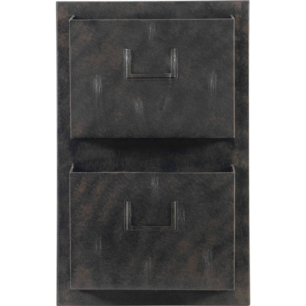 Linon Gadsden Industrial 2-Slot Vertical Home Office Metal Mailbox, 23inH x 14-3/5inW x 3-7/8inD, Gray