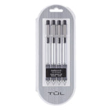 TUL BP Series Retractable Ballpoint Pens, Medium Point, 1.0 mm, Silver Barrel, Black Ink, Pack Of 4 Pens