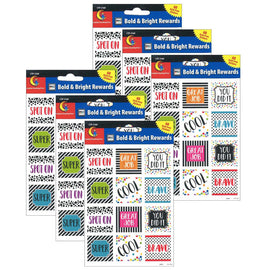 Creative Teaching Press Bold & Bright Rewards Stickers, Assorted Colors, 60 Stickers Per Pack, Set Of 6 Packs