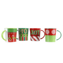 Load image into Gallery viewer, Gibson Home 4-Piece Holiday Wrap Funky Mug Set, 15 Oz, Multicolor