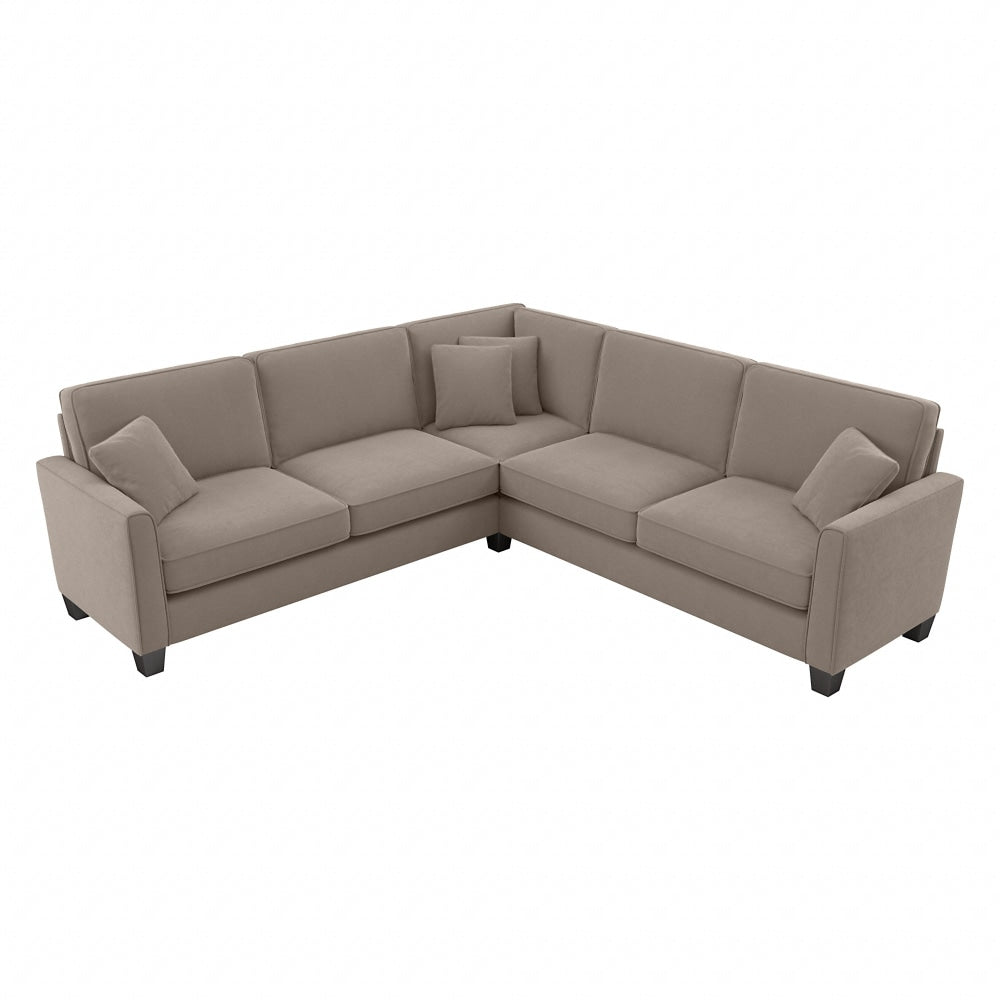 Bush Furniture Flare L-Shaped Sectional Couch, 35-3/4inH x 99-1/16inW x 99-1/16inD, Tan Microsuede Fabric, Standard Delivery