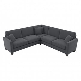 Bush Furniture Flare L-Shaped Sectional Couch, 35-3/4inH x 99-1/16inW x 99-1/16inD, Dark Gray Microsuede Fabric, Standard Delivery