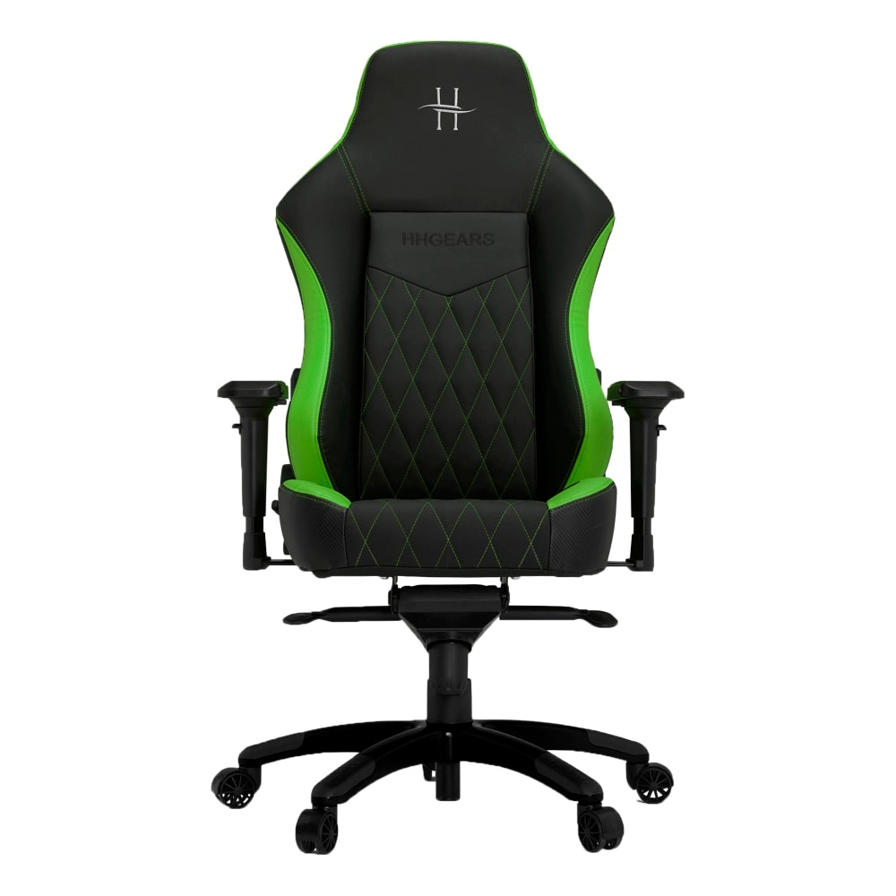 HHGears XL 800 PC Gaming Racing Chair With Headrest, Green/Black