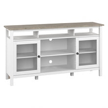Load image into Gallery viewer, Bush Furniture Mayfield TV Stand for 70in TVs, 32-2/5inH x 60-1/4inW x 15-5/8inD, Shiplap Gray/Pure White, Standard Delivery