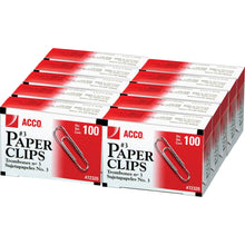 Load image into Gallery viewer, ACCO Economy Paper Clips, No. 3 Size, Silver, 100 Per Box, Pack Of 10 Boxes