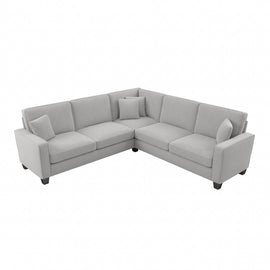 Bush Furniture Stockton 99inW L-Shaped Sectional Couch, Light Gray Microsuede Fabric, Standard Delivery