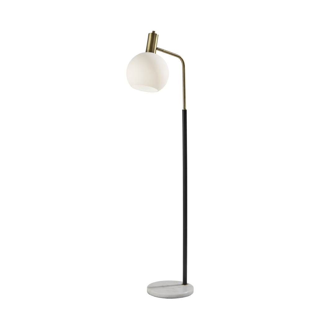 Adesso Corbin Floor Lamp, 58inH, White Shade/White Marble Base
