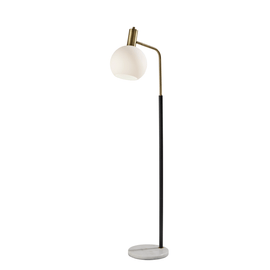 Adesso Corbin Floor Lamp, 58inH, White Shade/White Marble Base