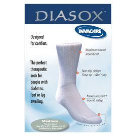 Invacare Diasox Diabetic Socks, Men Size 4 1/2-6 1/2/Women Size 5-7, White