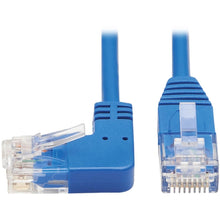 Load image into Gallery viewer, Tripp Lite Cat6 Ethernet Cable Left Angled UTP Slim Molded M/M Blue 2ft - First End: 1 x RJ-45 Male Network - Second End: 1 x RJ-45 Male Network - 1 Gbit/s - Patch Cable - Gold Plated Contact - 28 AWG - Blue