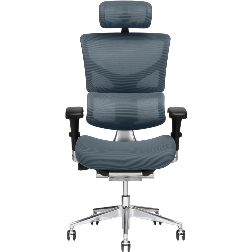 X-Chair X3 Ergonomic Nylon High-Back Task Chair With Headrest, Gray