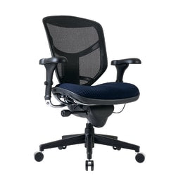 WorkPro Quantum 9000 Series Ergonomic Mesh/Premium Fabric Mid-Back Chair, Black/Navy, BIFMA Compliant