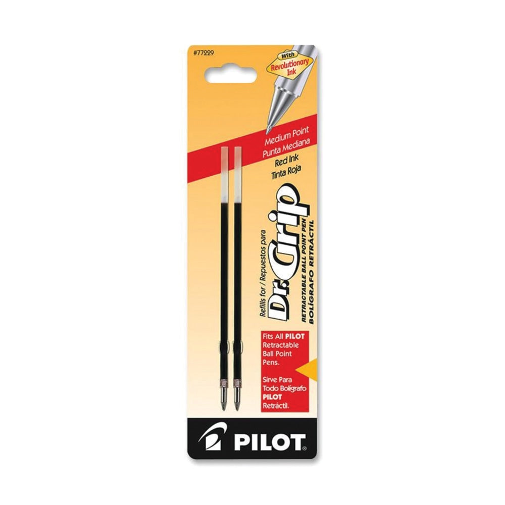 Pilot Ballpoint Pen Refills, For Dr. Grip, EasyTouch Retractable, RexGrip BeGreen And The Better Retractable Pens, Medium Point, 1.0 mm, Red Ink, Pack Of 2