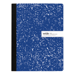 Office Depot Brand Composition Notebook, 9-3/4in x 7-1/2in, Wide Ruled, 100 Sheets, Blue/White