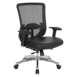 Office Star Space Seating 889 Series Ergonomic Mesh/Bonded Leather Mid-Back Chair, Black
