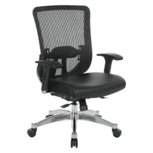 Load image into Gallery viewer, Office Star Space Seating 889 Series Ergonomic Mesh/Bonded Leather Mid-Back Chair, Black