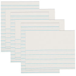 Pacon Newsprint Handwriting Paper, Skip-A-Line, 8-1/2in x 11in, White, Grades 2-3, 500 Sheets Per Pack, Set Of 3 Packs