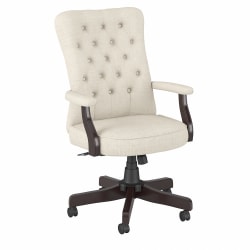 Bush Business Furniture Arden Lane High-Back Tufted Office Chair With Arms, Cream Fabric, Standard Delivery