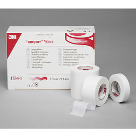 3M Transpore White Tape, 1in x 10 Yd., Pack Of 12