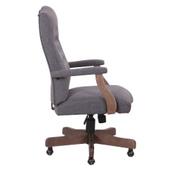 Boss Office Products Tufted Ergonomic Fabric High-Back Office Chair, Slate Gray/Driftwood