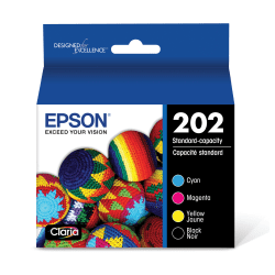 Epson 202 Claria Black And Cyan, Magenta, Yellow Ink Cartridges, Pack Of 4, T202120-BCS