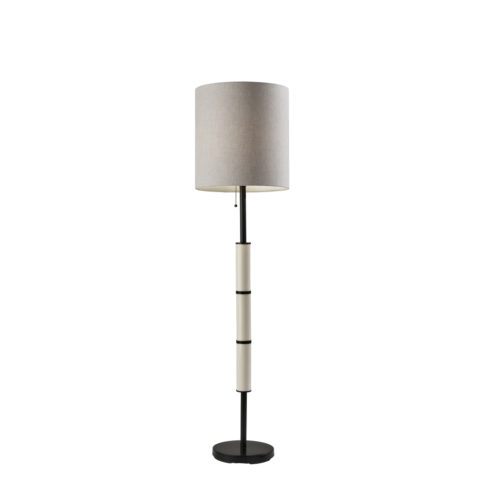 Adesso Vanessa Floor Lamp, 63inH, Taupe Shade/Black Base