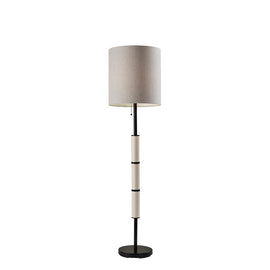 Adesso Vanessa Floor Lamp, 63inH, Taupe Shade/Black Base