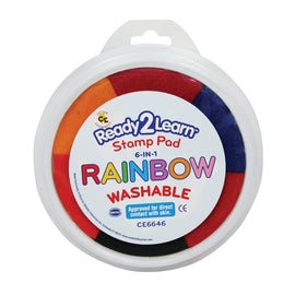 Center Enterprises Jumbo Washable Stamp Pads, 1 Oz, Rainbow Colors, Pack Of 6
