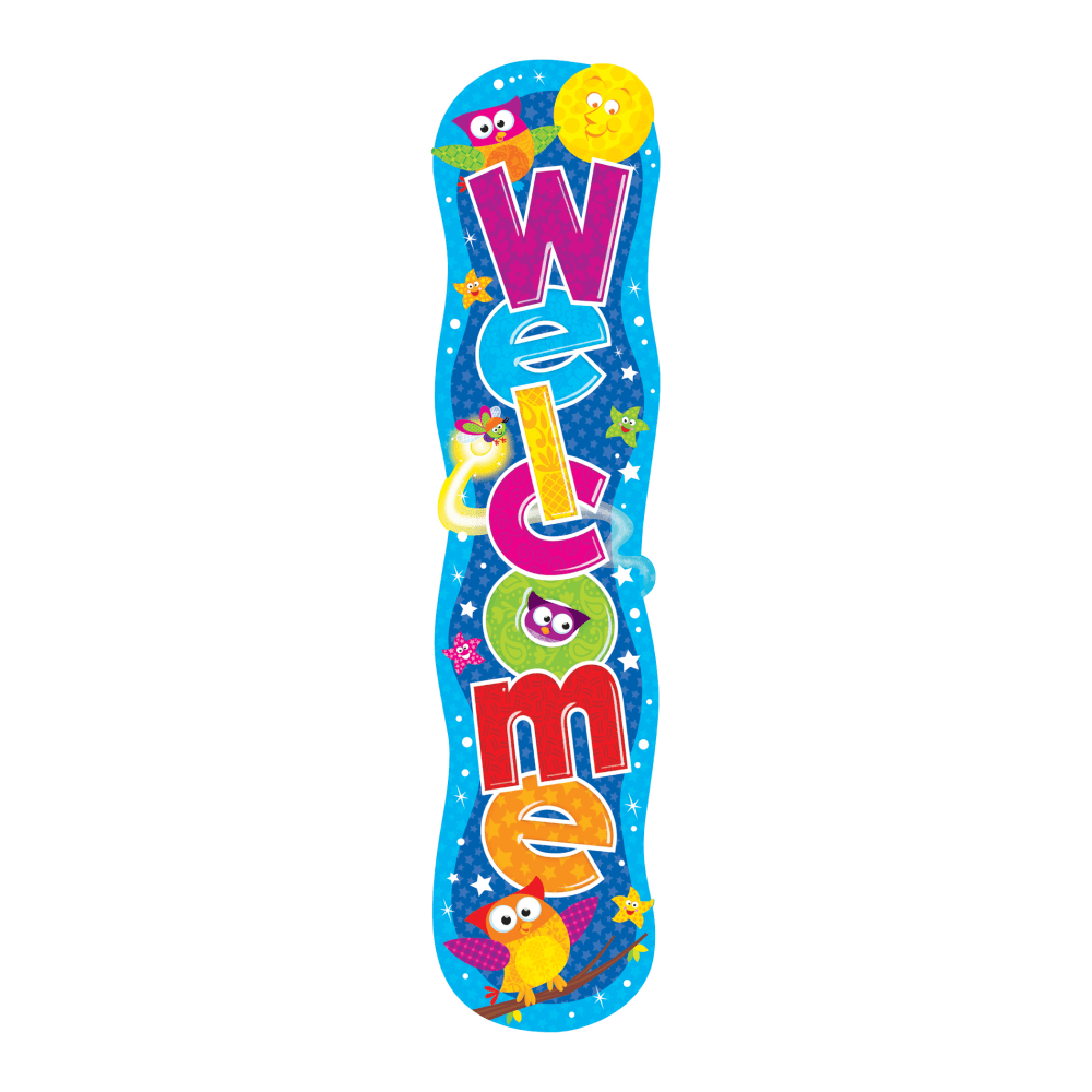 TREND Welcome Owl-Stars! Vertical Banner, 60in x 12in, Multicolor, Pre-K - Grade 9