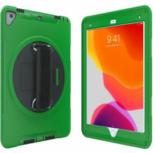 Load image into Gallery viewer, CTA Digital Protective Case with Build in 360 deg. Rotatable Grip Kickstand for iPad 7th/ 8th/ 9th Gen 10.2, iPad Air 3, iPad Pro 10.5, Green - Impact Resistant, Drop Resistant - Silicone Body - Hand Strap - 10.3in Height x 7.3in Width x 0.8in Depth - 1 P