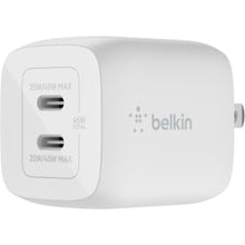 Load image into Gallery viewer, Belkin BoostCharge Pro Dual USB-C GaN Wall Charger with PPS 45W Laptop Chromebook Charging - Power Adapter - 45 W