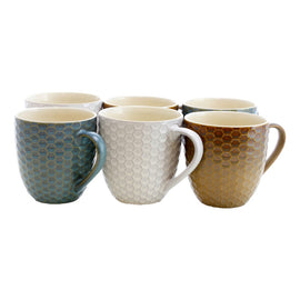 Elama 15-Oz. Mugs, Honey Bee, Assorted Colors, Set of 6 Mugs