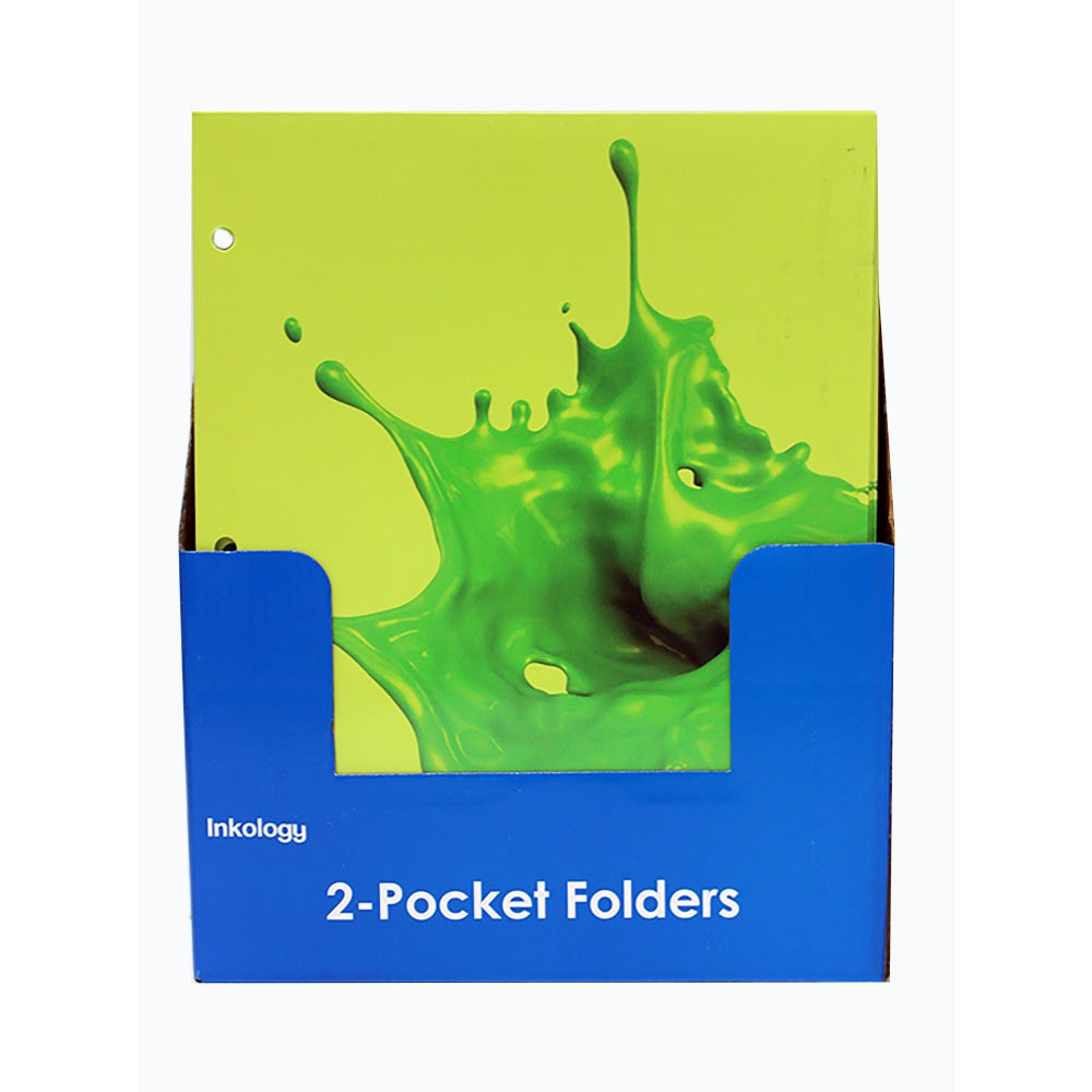 Inkology 2-Pocket Portfolios, Nickelodeon Slime, 9-1/2in x 11-3/4in, Assorted Designs, Pack Of 24 Folders