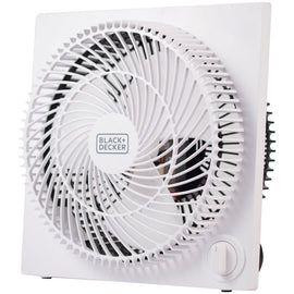 Black & Decker 9 In. Frameless Tabletop Box Fan - 228.6 mm Diameter - 3 Speed - Self-standing - 10.9in Height x 10.9in Width x 4.3in Depth - White