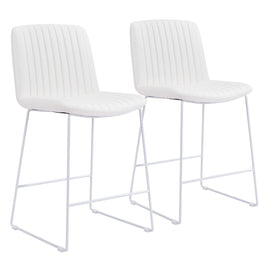 Zuo Modern Mode Counter Stools, White, Set Of 2 Stools